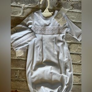 NWT Kissy kissy baby boy light blue gown and hat. Size 0-3 months. Size small.